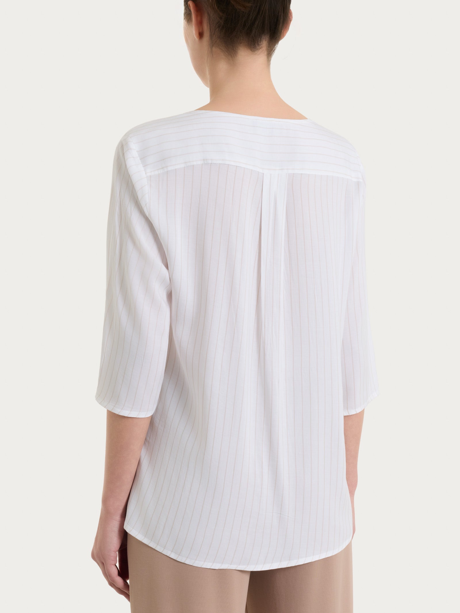 Blusa a righe in EcoSeta Bianchi Donna - Ragno