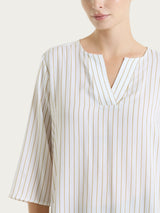 Blusa a righe in EcoSeta Bianchi Donna - Ragno