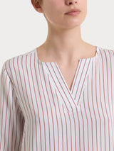 Blusa a righe in EcoSeta Marroni Donna - Ragno