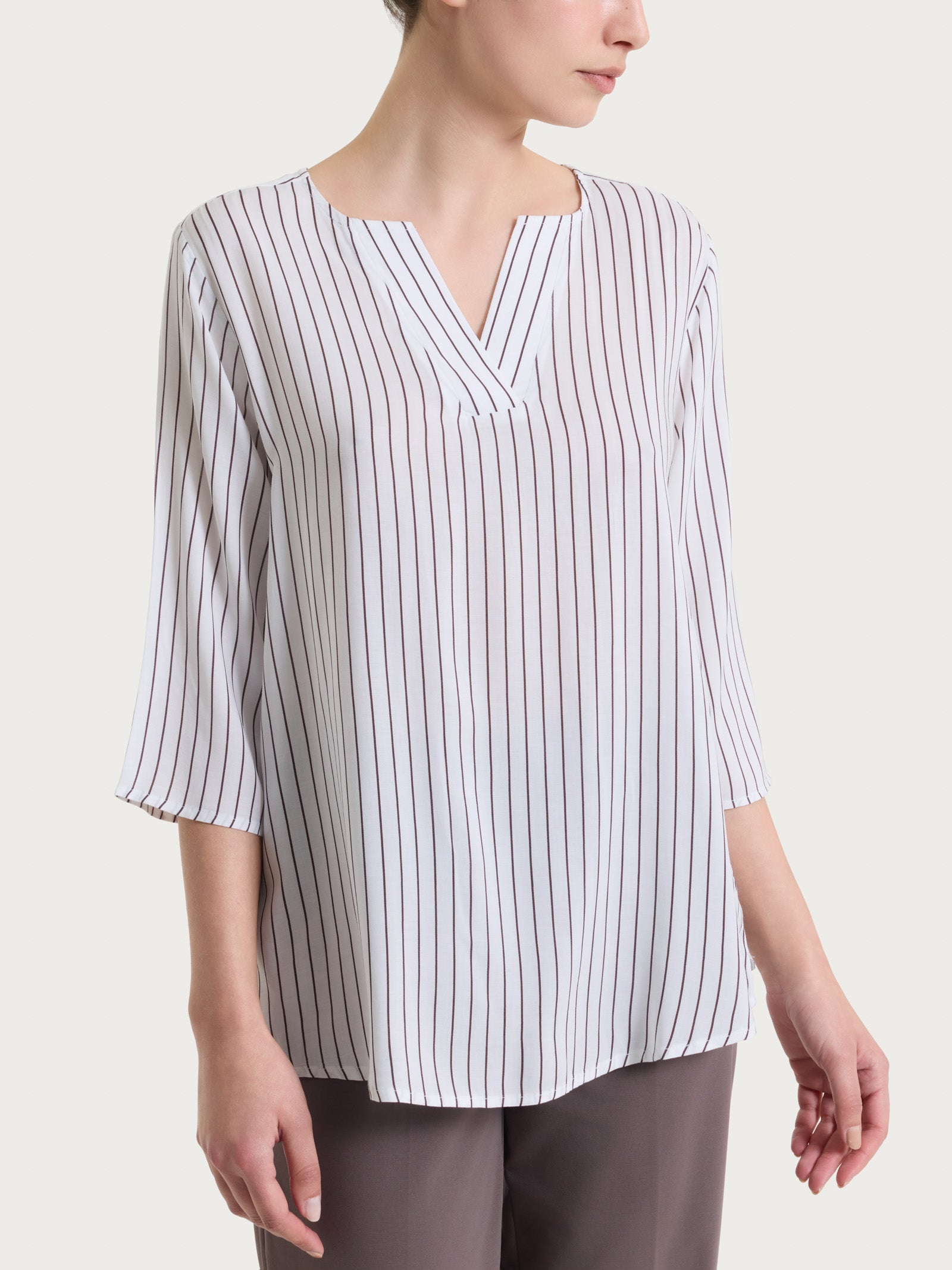 Blusa a righe in EcoSeta Viola Donna - Ragno