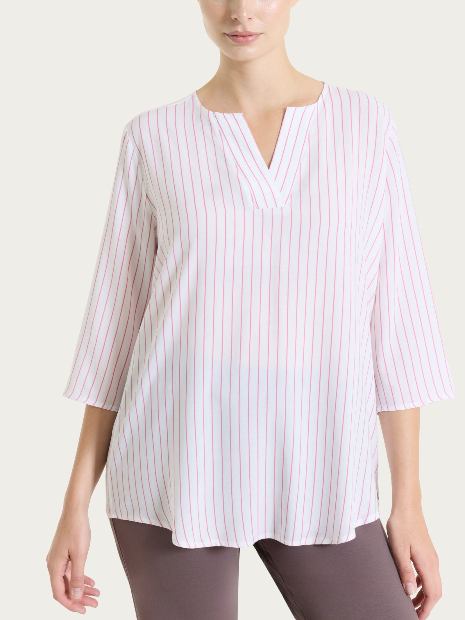 Blusa a righe in EcoSeta Rosa Donna - Ragno