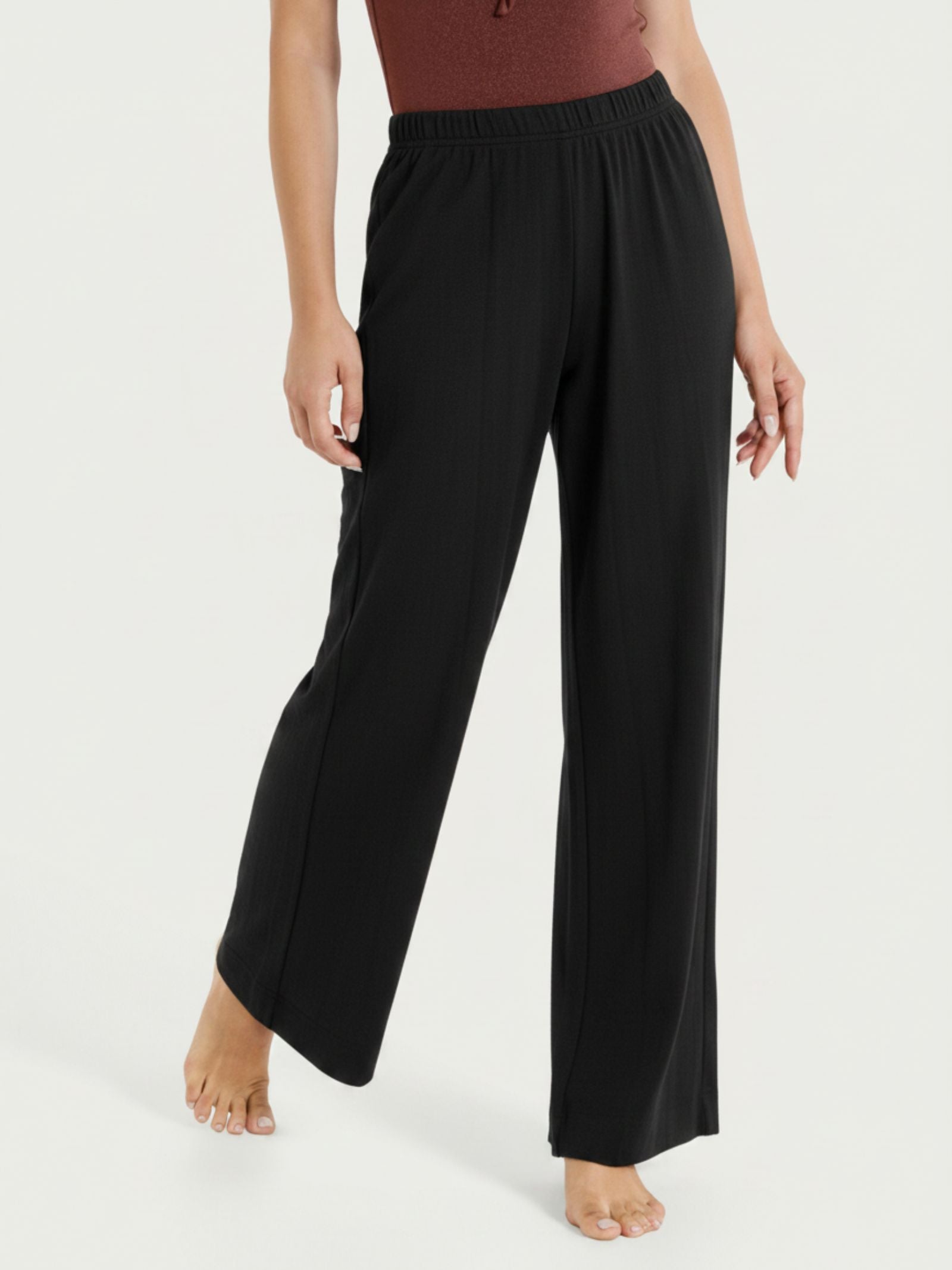 Pantalone ampio tinta unita in Summer Slub Neri Donna - Ragno