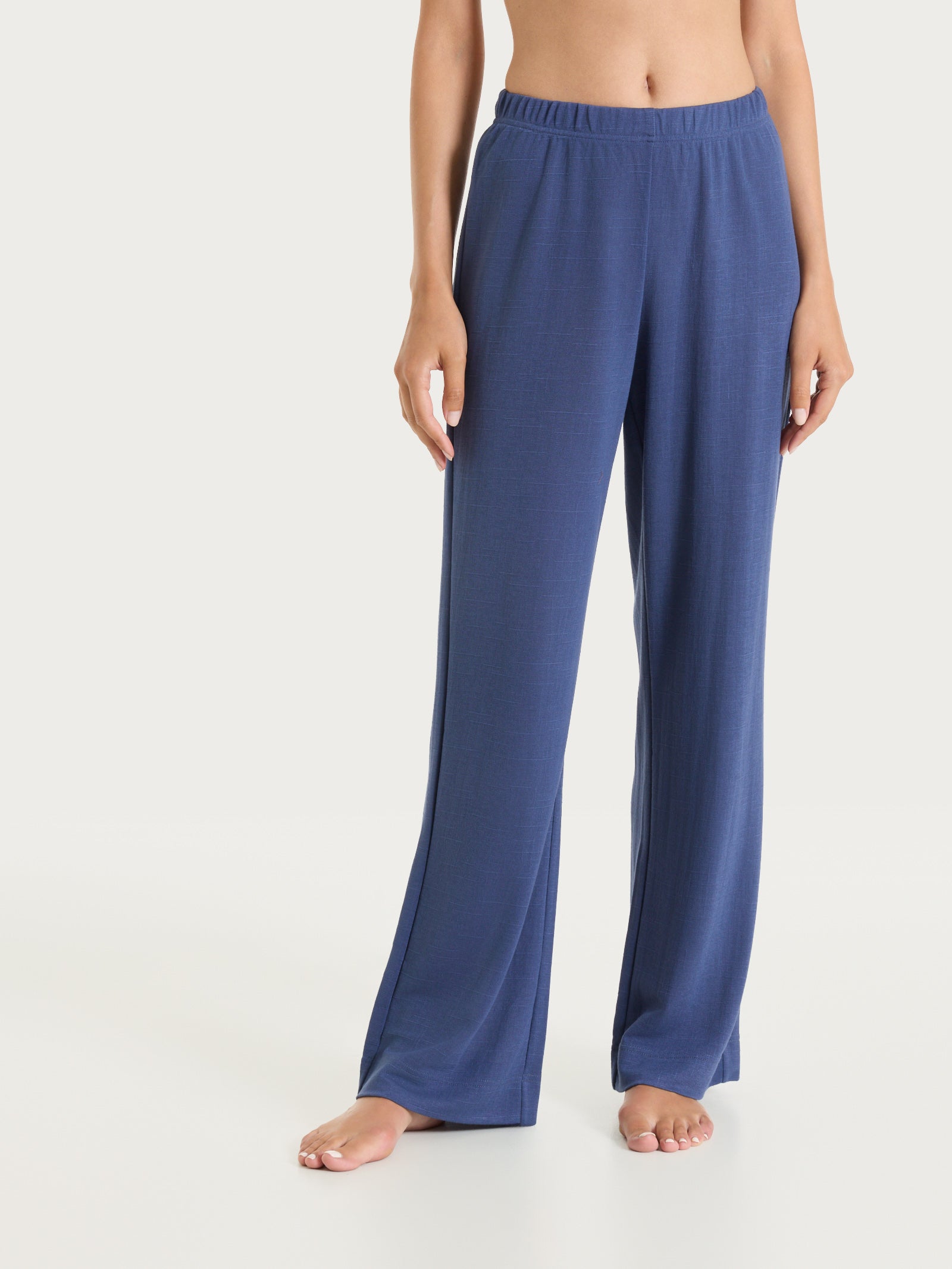 Pantalone ampio tinta unita in Summer Slub Blu Donna - Ragno