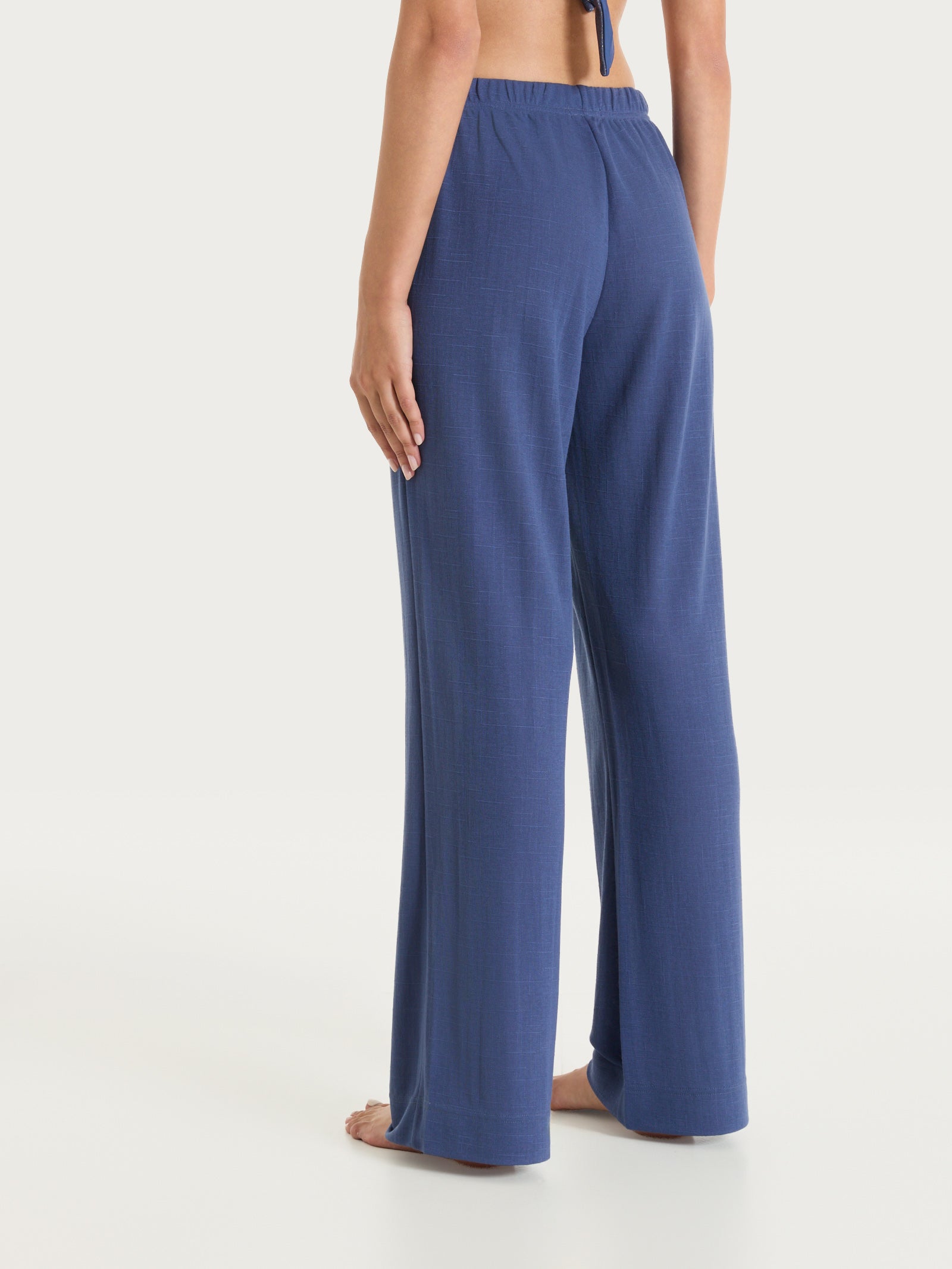 Pantalone ampio tinta unita in Summer Slub Blu Donna - Ragno