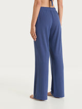 Pantalone ampio tinta unita in Summer Slub Blu Donna - Ragno