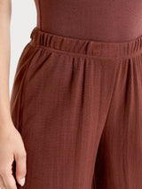 Pantalone ampio tinta unita in Summer Slub Marroni Donna - Ragno