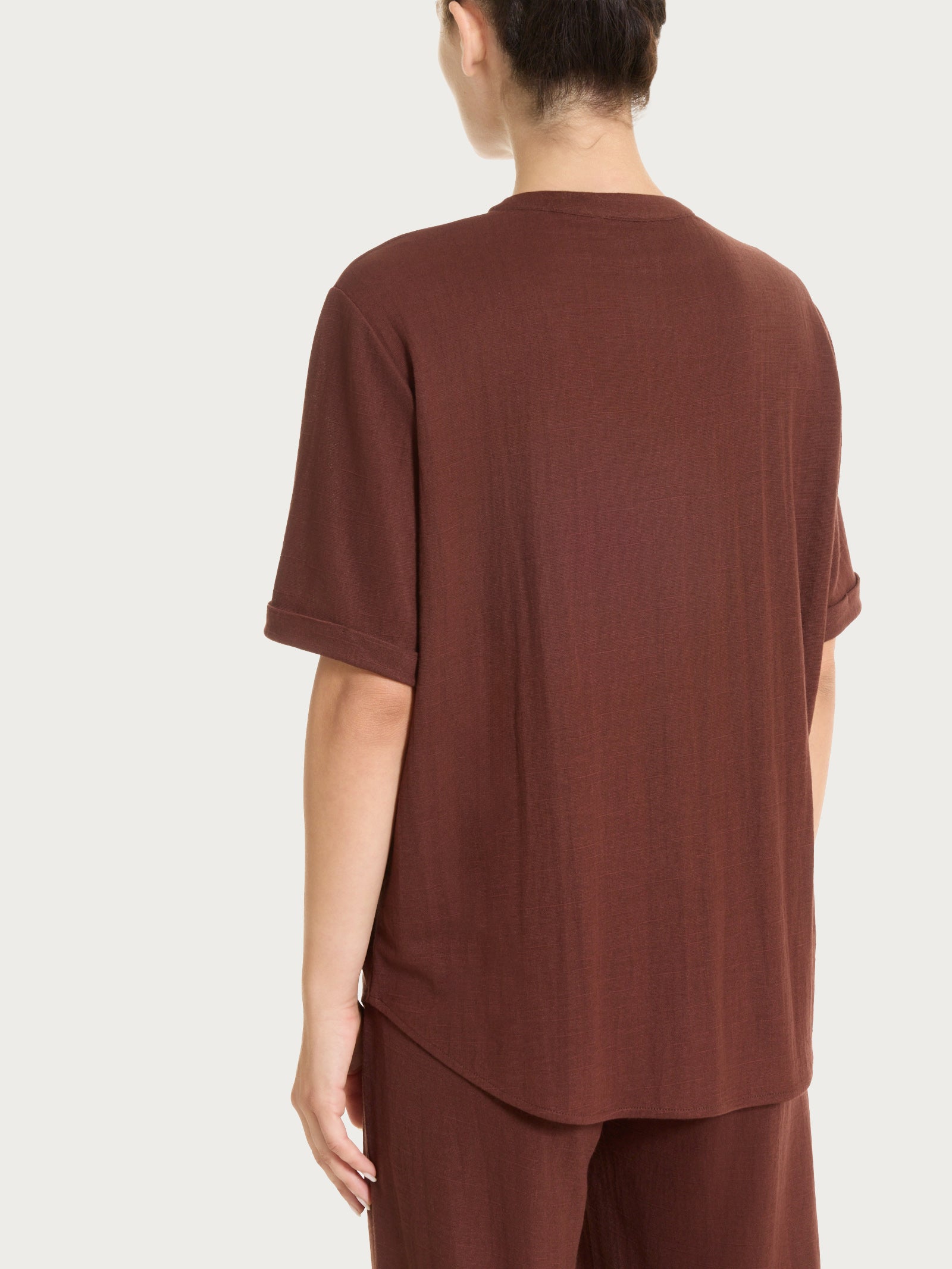 Maglia con scollo a serafino in Summer Slub Marroni Donna - Ragno