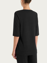 Maglia con scollo a barchetta in Summer Slub Neri Donna - Ragno