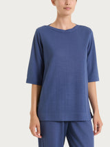 Maglia con scollo a barchetta in Summer Slub Blu Donna - Ragno