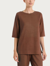 Maglia con scollo a barchetta in Summer Slub Marroni Donna - Ragno