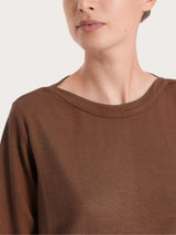 Maglia con scollo a barchetta in Summer Slub Marroni Donna - Ragno