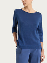 Maglia con scollo a barchetta in Lurex Summertime Blu Donna - Ragno