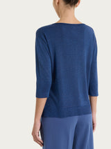 Maglia con scollo a barchetta in Lurex Summertime Blu Donna - Ragno