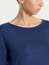 Maglia con scollo a barchetta in Lurex Summertime Blu Donna - Ragno