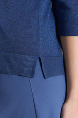 Maglia con scollo a V in Lurex Summertime Blu Donna - Ragno