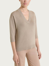 Maglia con scollo a V in Lurex Summertime Marroni Donna - Ragno