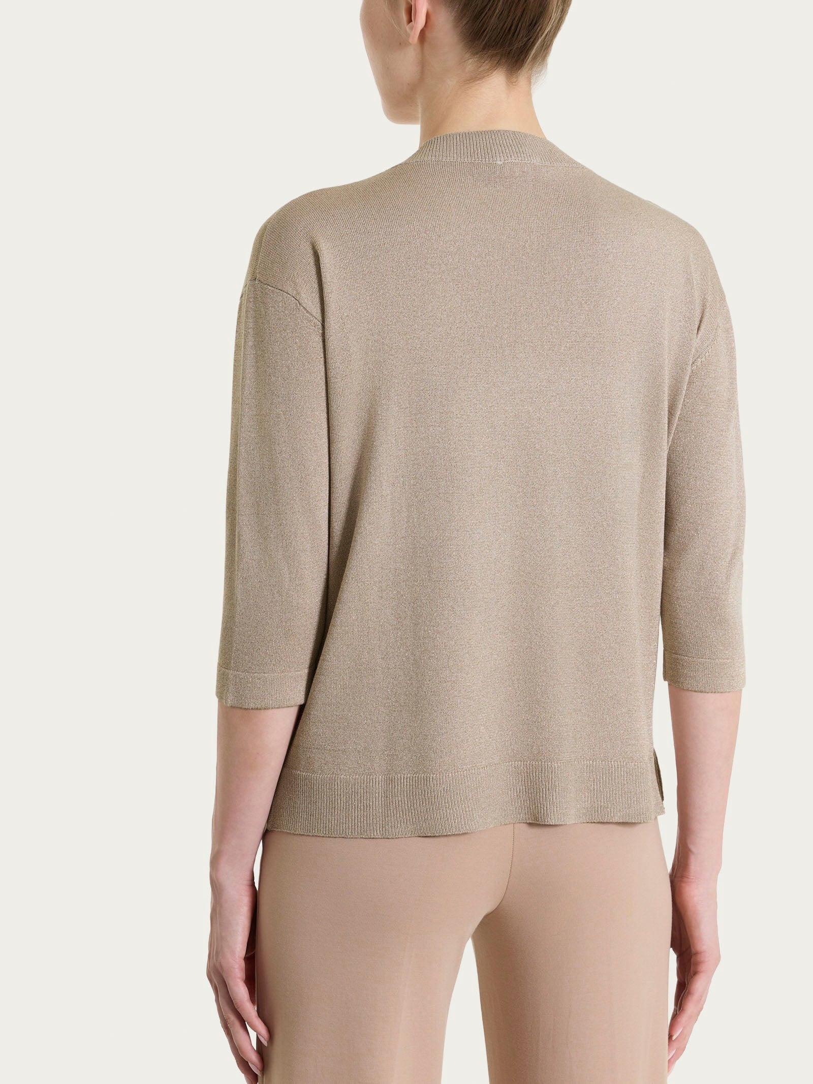 Maglia con scollo a V in Lurex Summertime Marroni Donna - Ragno