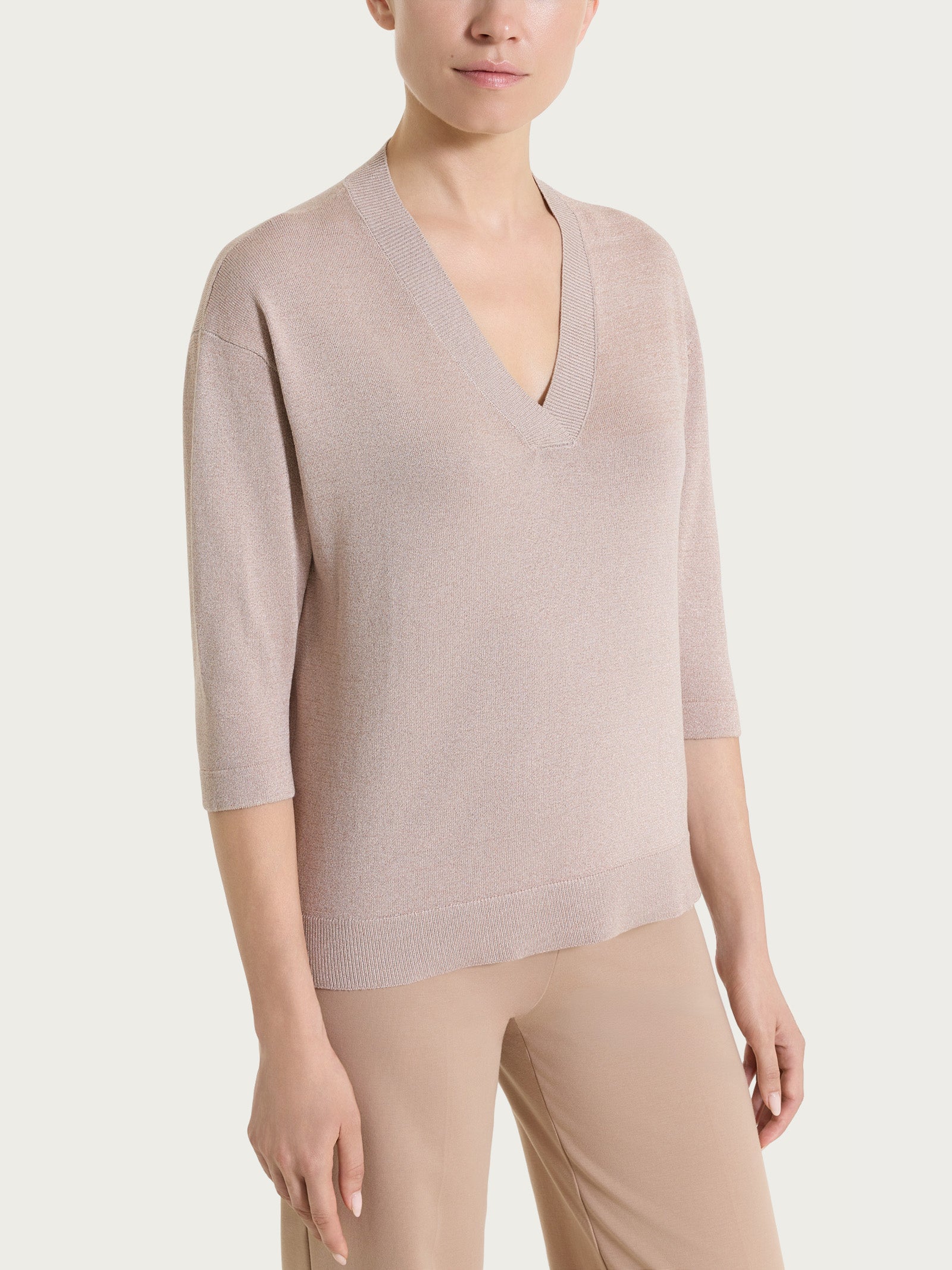 Summertime Lurex Pullover mit V-Ausschnitt Rosa Frauen - Ragno