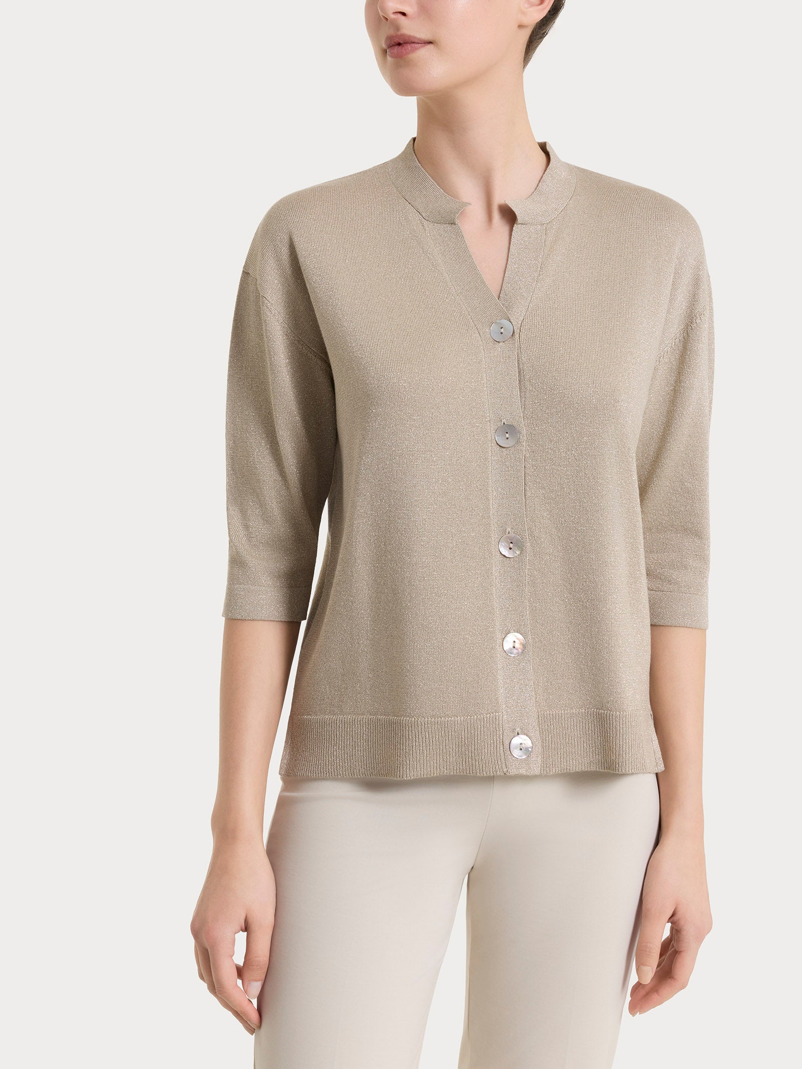 Cardigan con bottoni in Lurex Summertime Marroni Donna - Ragno