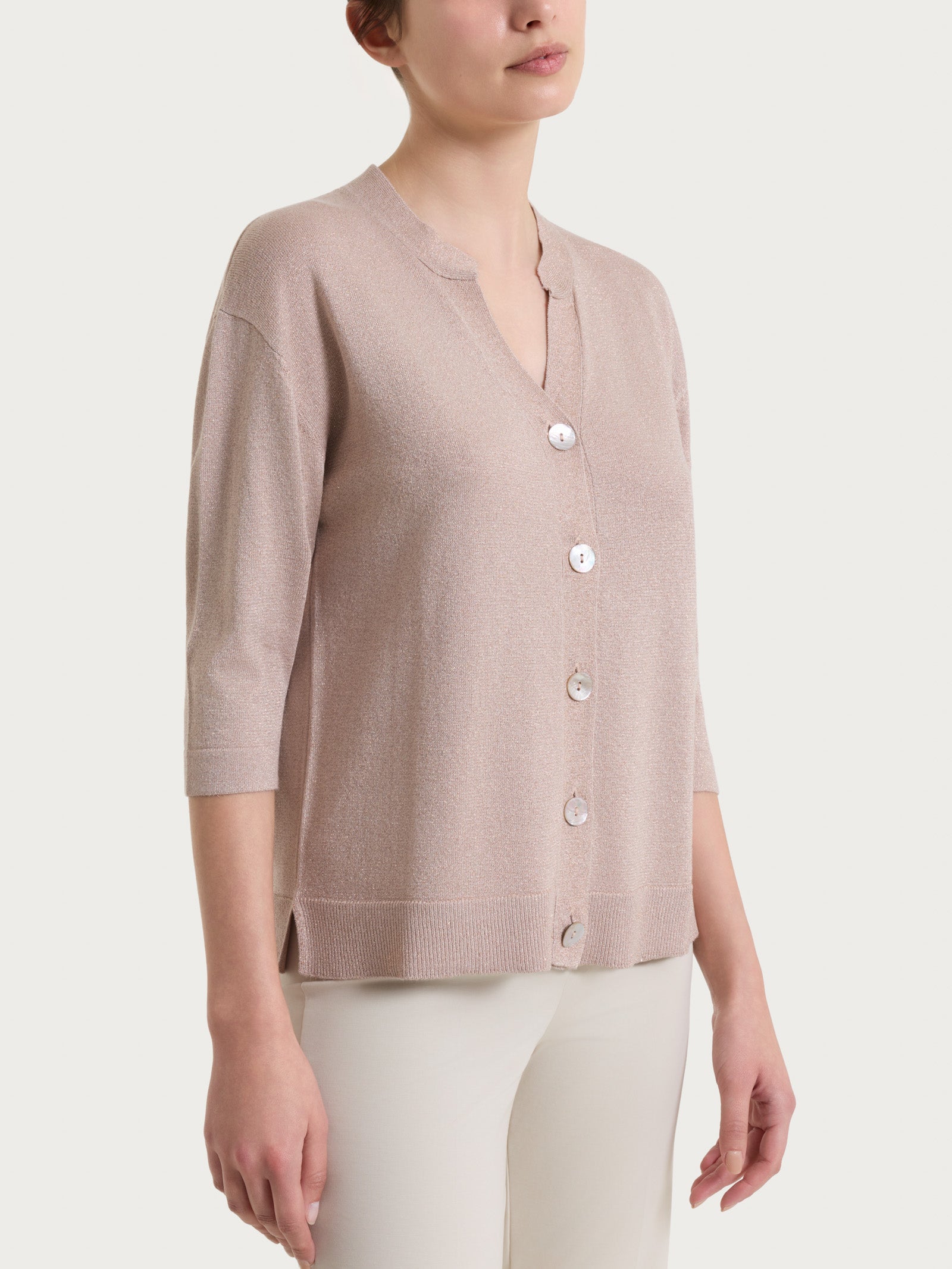 Cardigan con bottoni in Lurex Summertime Rosa Donna - Ragno