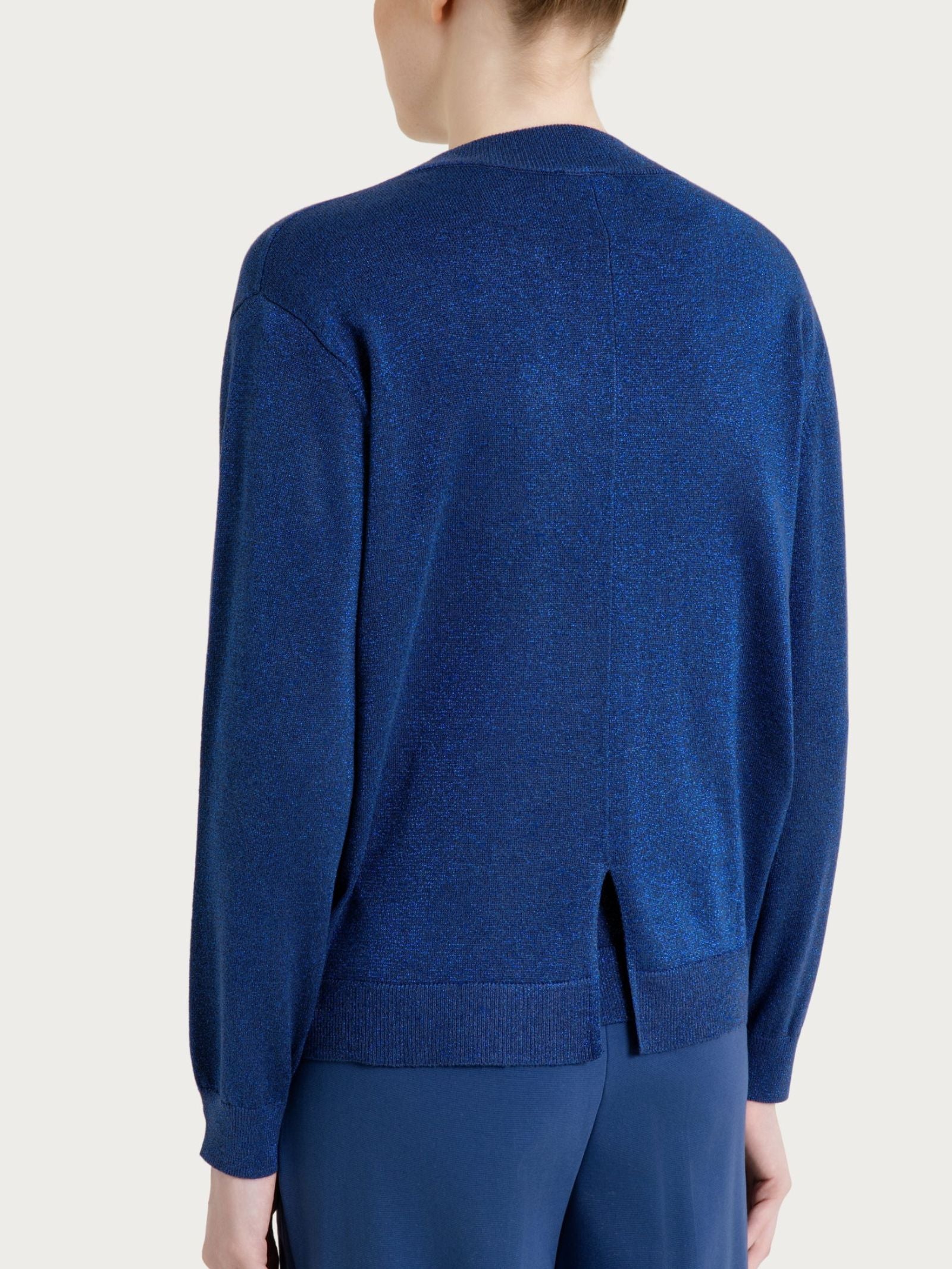 Summertime Blue Offene Lurex-Strickjacke für Damen - Ragno