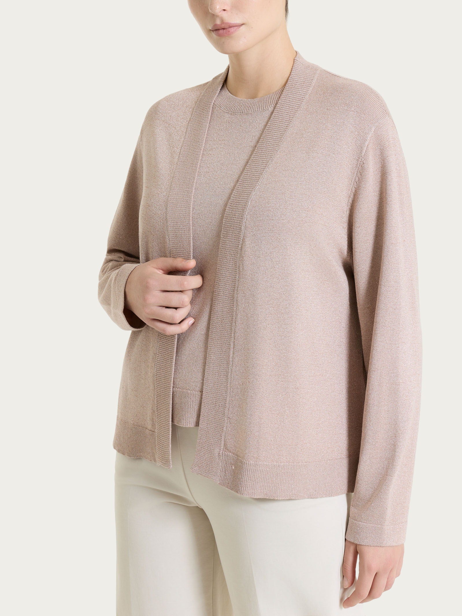 Cardigan aperto in Lurex Summertime Rosa Donna - Ragno