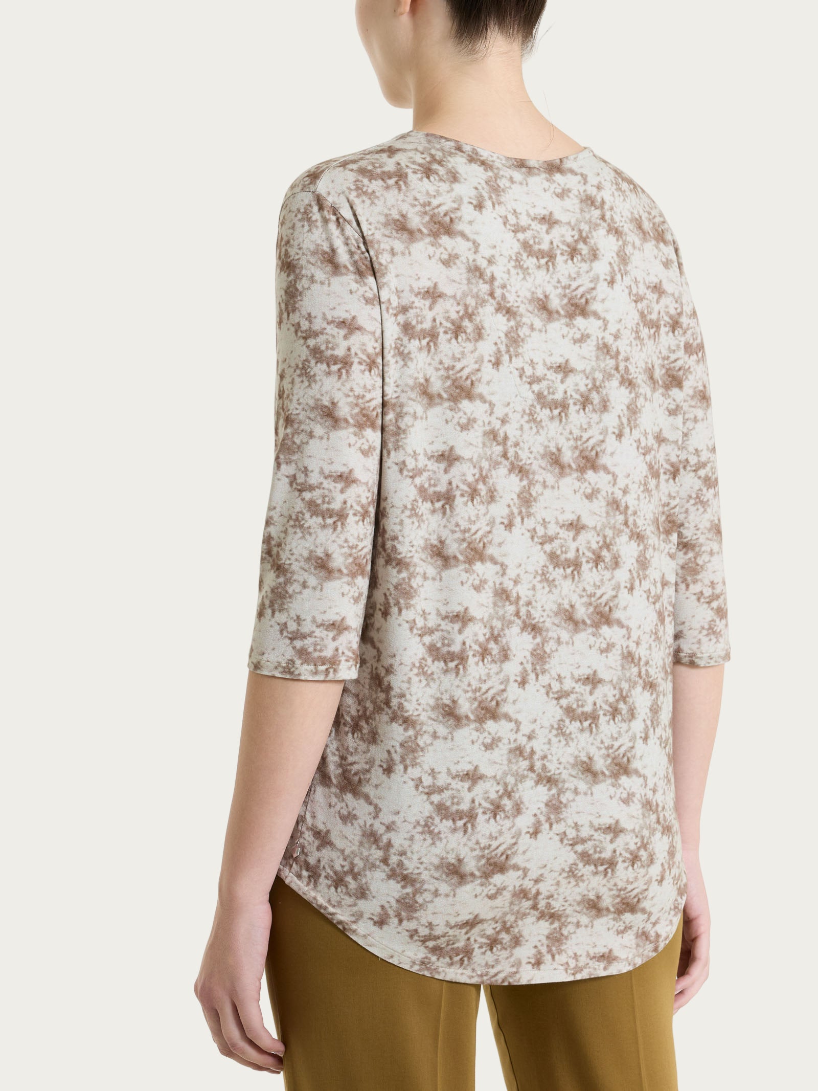 Maglietta con scollo a V e fantasia sfumata in jersey di viscosa crêpe Verdi Donna - Ragno