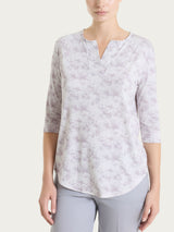 Maglietta con scollo a V e fantasia sfumata in jersey di viscosa crêpe Grigi Donna - Ragno