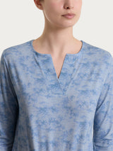 Maglietta con scollo a V e fantasia sfumata in jersey di viscosa crêpe Azzurri Donna - Ragno