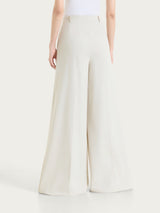 Pantalone lungo a palazzo con tasche e pinces in Compact Light Bianchi Donna - Ragno