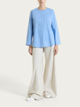 Pantalone lungo a palazzo con tasche e pinces in Compact Light Bianchi Donna - Ragno