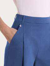 Pantalone lungo a palazzo con tasche e pinces in Compact Light Blu Donna - Ragno