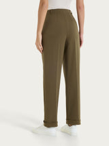Pantalone a carota con tasche e pinces in Compact Light Verdi Donna - Ragno