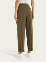 Pantalone a carota con tasche e pinces in Compact Light Verdi Donna - Ragno