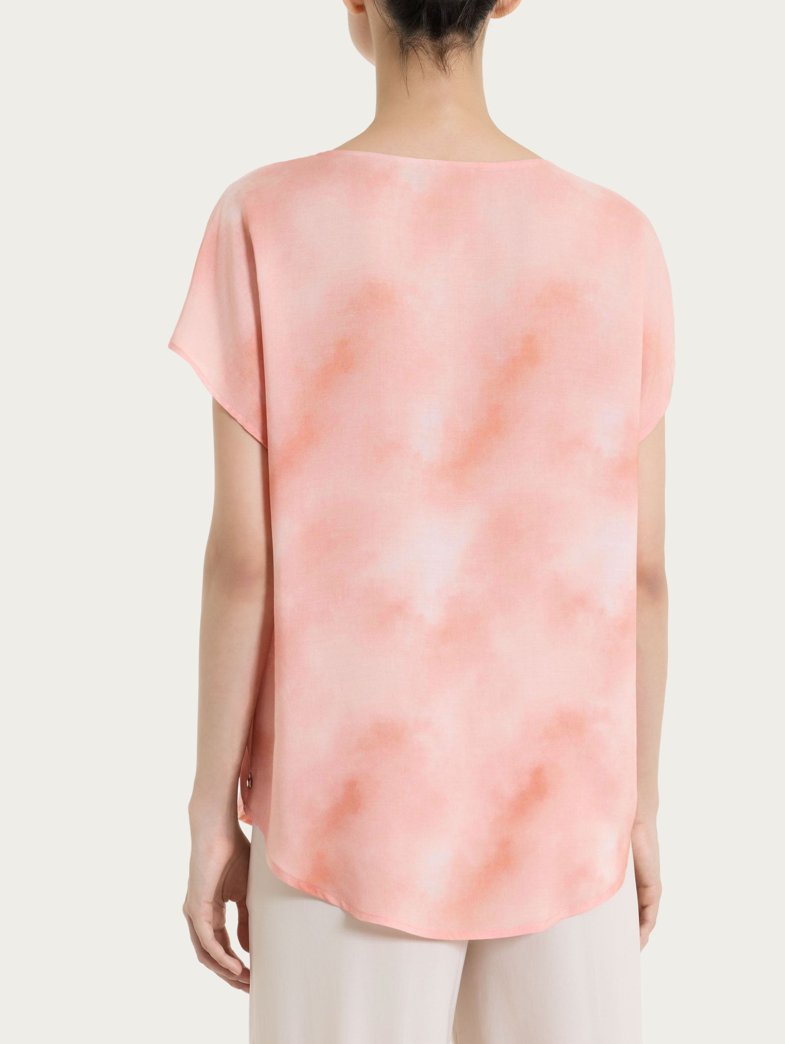 Blusa con manica corta e fantasia in EcoSeta Rosa Donna - Ragno