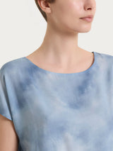 Short Sleeve and Patterned Blouse in Light Blue Ecoseta Women's - Ragno