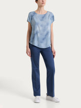 Short Sleeve and Patterned Blouse in Light Blue Ecoseta Women's - Ragno