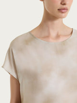 Blusa con manica corta e fantasia in EcoSeta Marroni Donna - Ragno