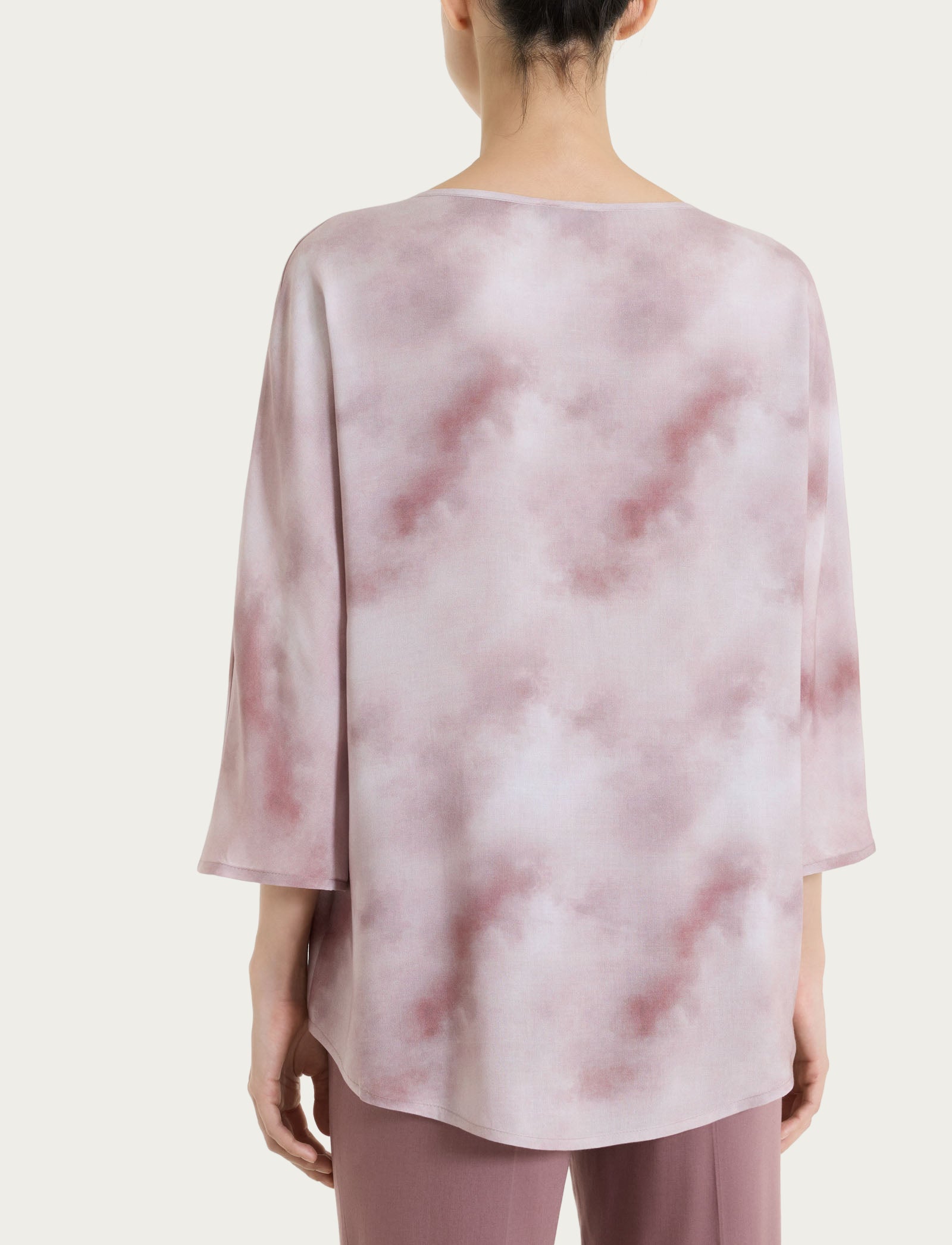 Blusa con manica 3/4 e fantasia in EcoSeta Marroni Donna - Ragno