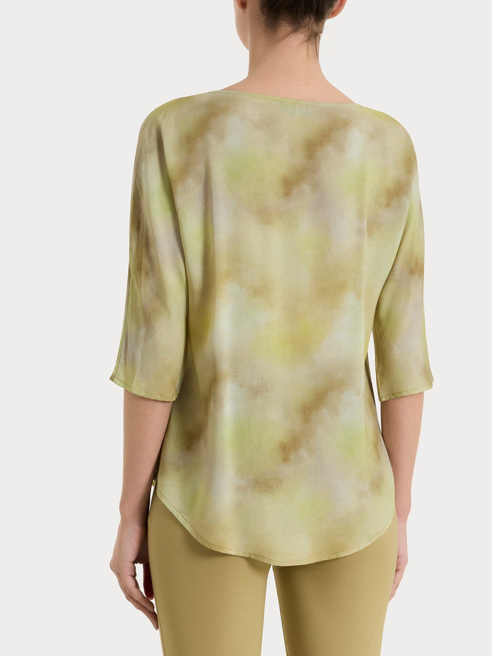 Blusa con manica 3/4 e fantasia in EcoSeta Verdi Donna - Ragno