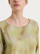 Blusa con manica 3/4 e fantasia in EcoSeta Verdi Donna - Ragno