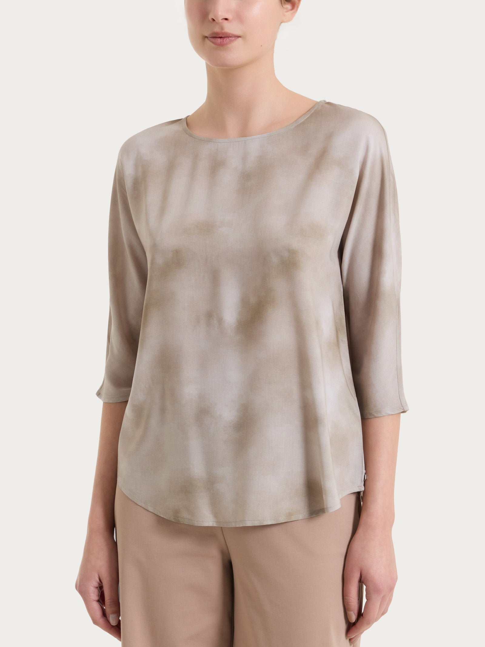 Blusa con manga 3/4 y estampado Ecoseta Marrón Mujer - Ragno