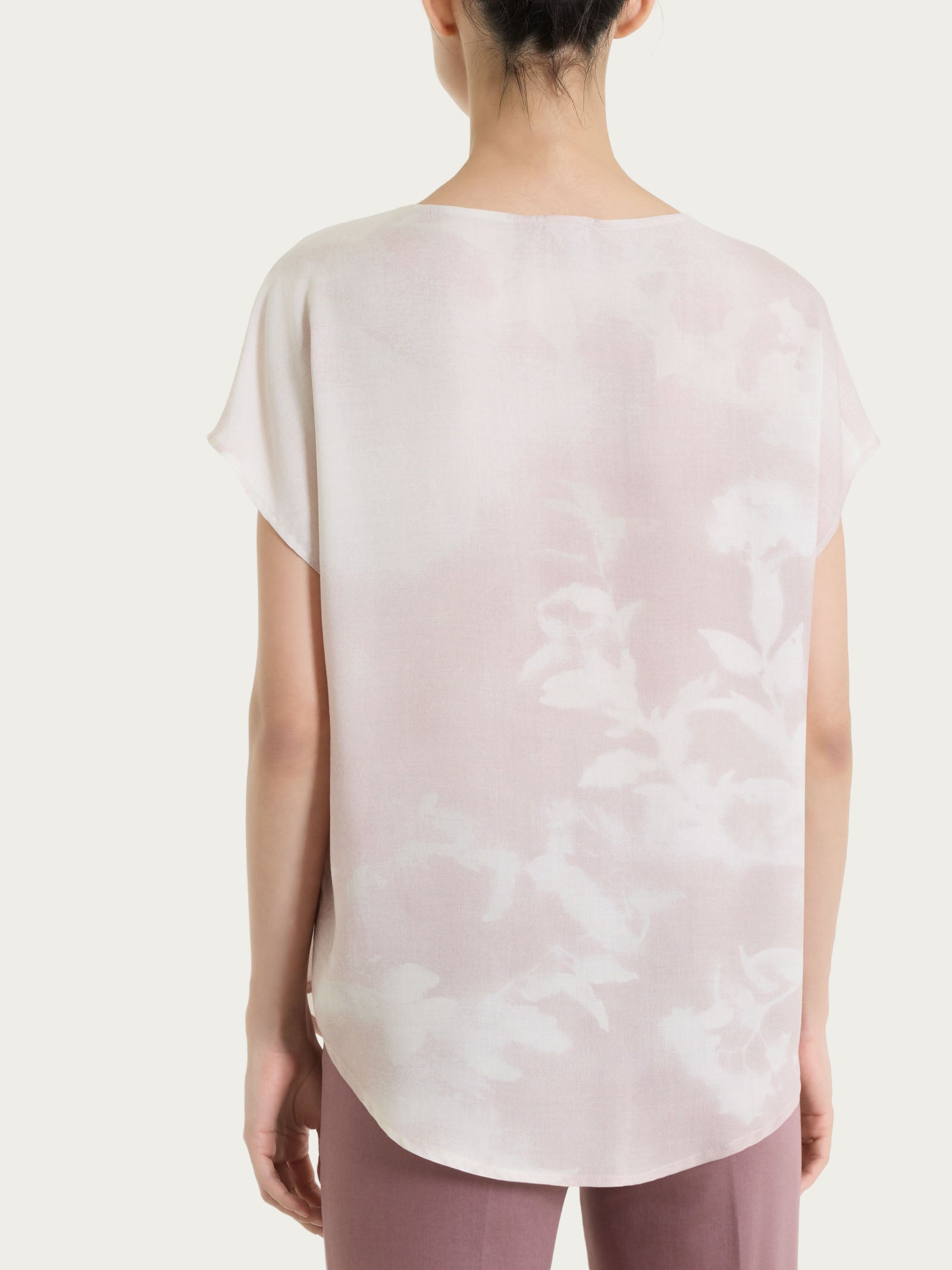 Blusa con manica corta e fantasia in EcoSeta Bianchi Donna - Ragno