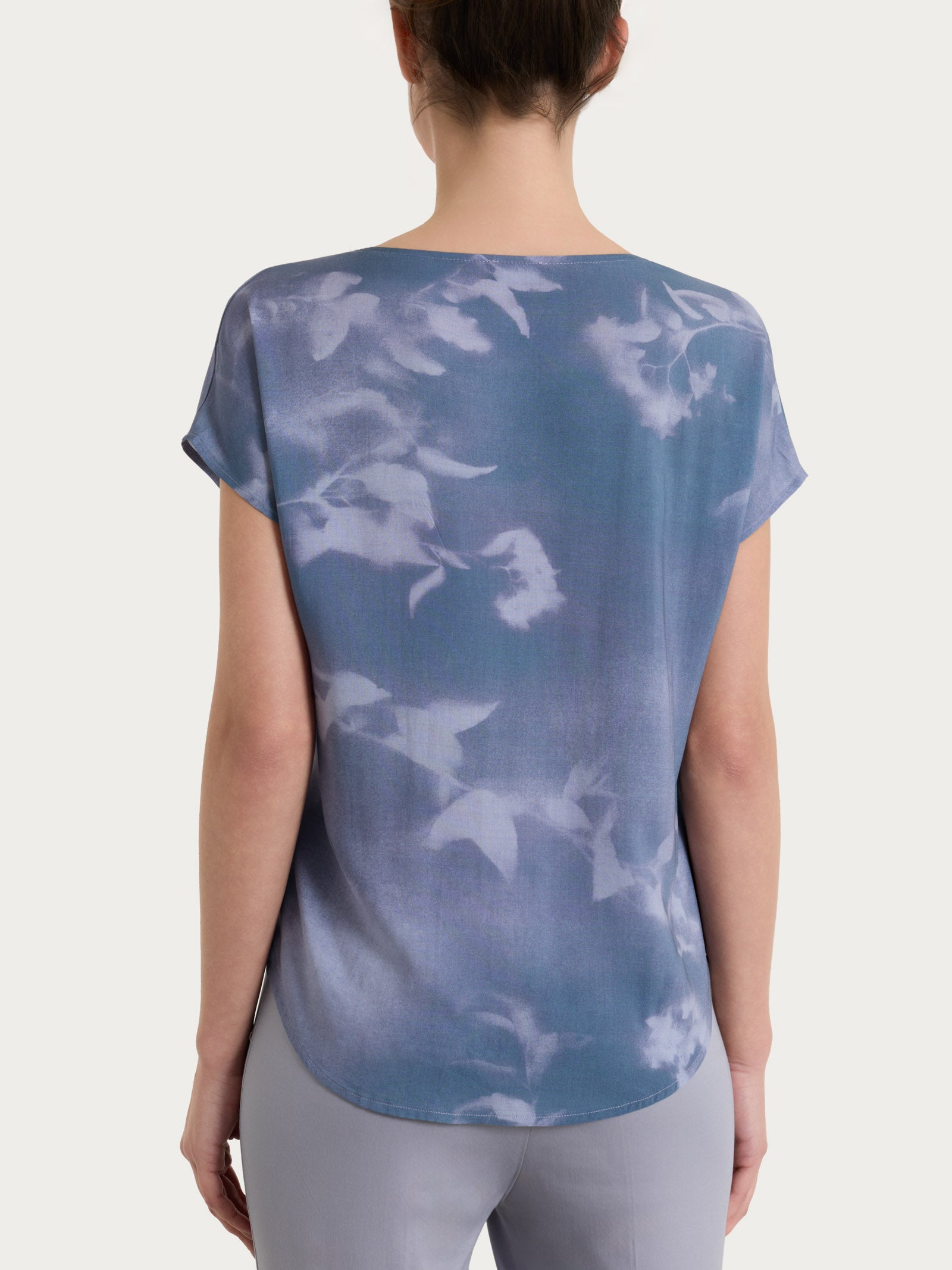 Blusa de manga corta con estampado Ecoseta Gris Mujer - Ragno