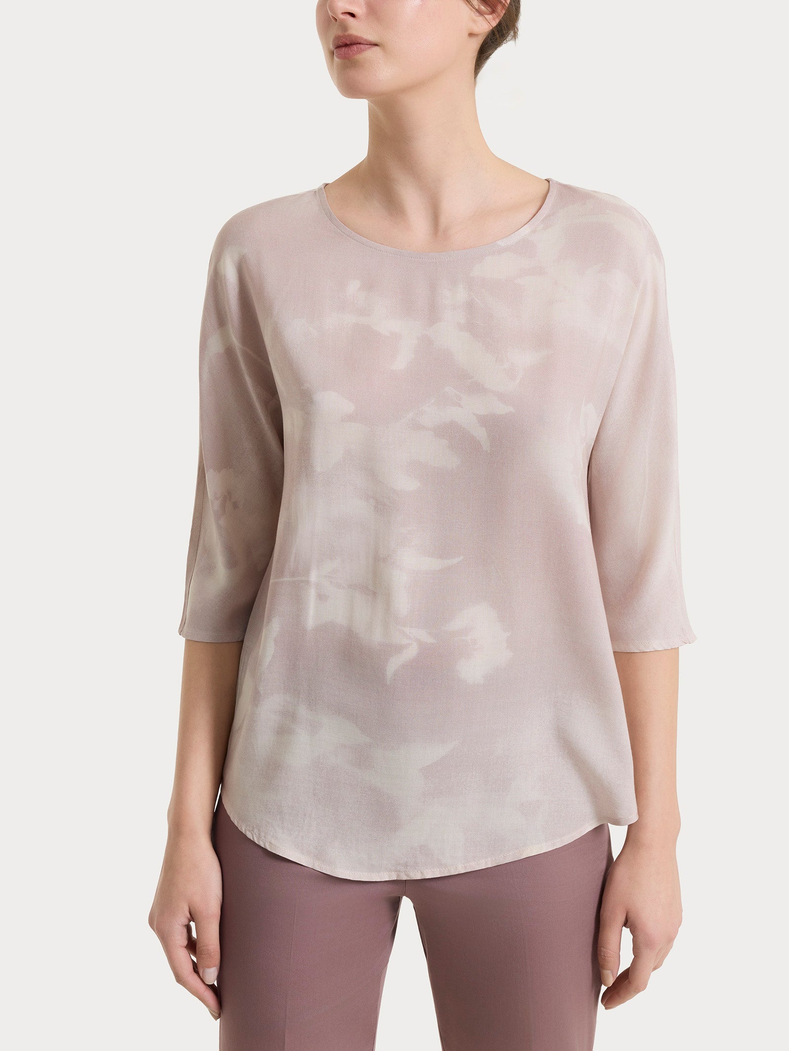 Blusa con manica 3/4 e fantasia in EcoSeta Bianchi Donna - Ragno