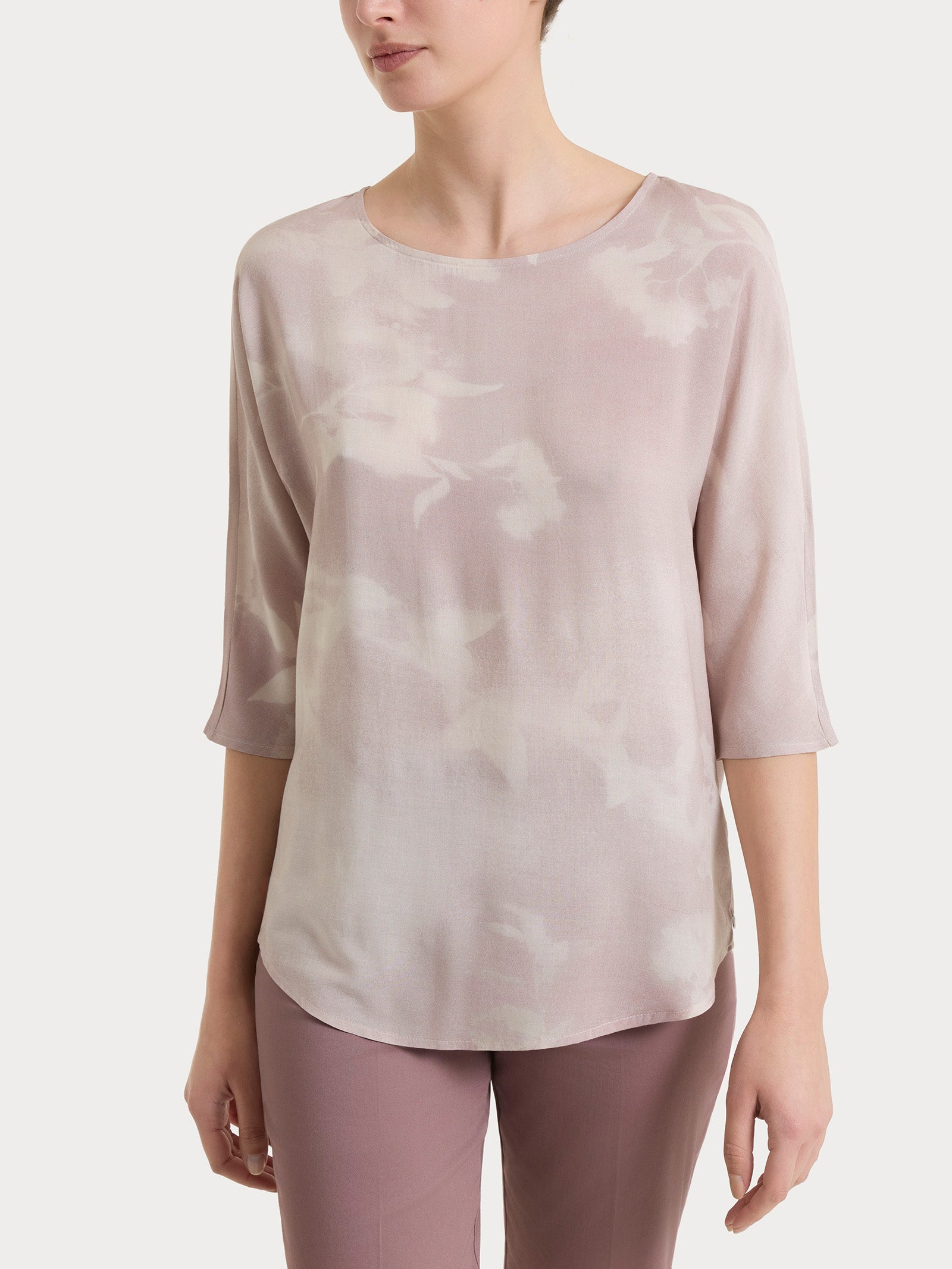 Blusa con manica 3/4 e fantasia in EcoSeta Bianchi Donna - Ragno