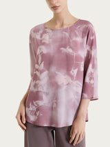 Blusa con manica 3/4 e fantasia in EcoSeta Rosa Donna - Ragno