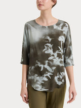 Blusa verde de mujer con estampado de Ecoseta y manga 3/4 - Ragno