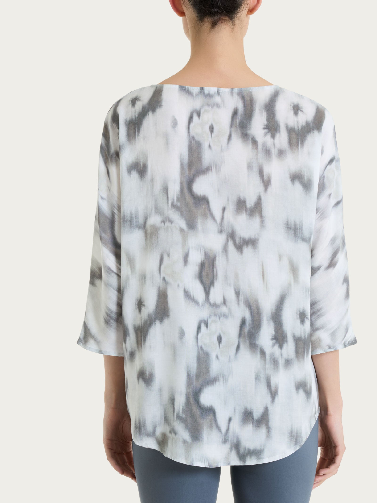 Blusa con manica 3/4 e fantasia in EcoSeta Neri Donna - Ragno