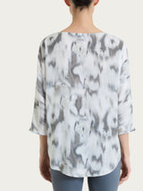 Blusa con manica 3/4 e fantasia in EcoSeta Neri Donna - Ragno